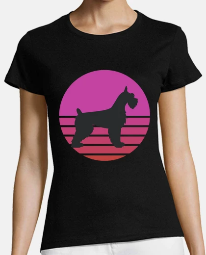 T-shirt Vintage Retro Sunset Cute Schnauzer Dog