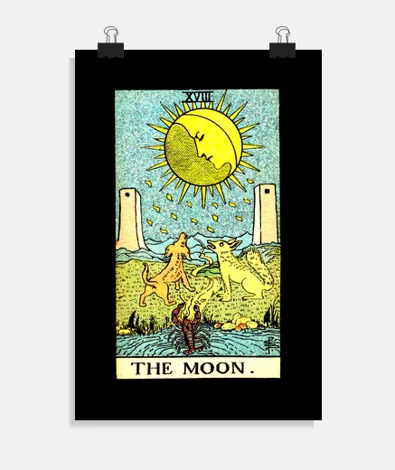 Poster vintage retro tarot card the moon