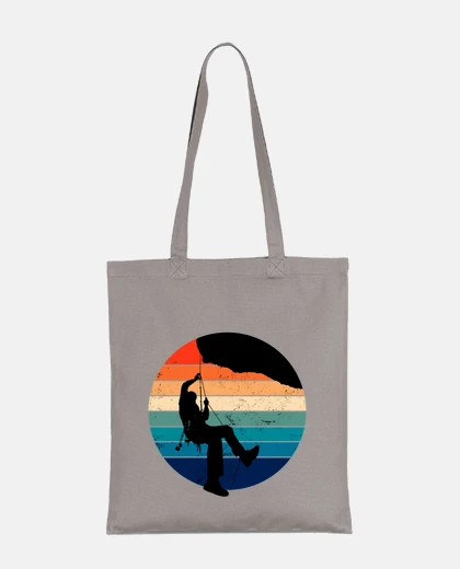 Bag vintage rock climbing rappelling in empty tote bag