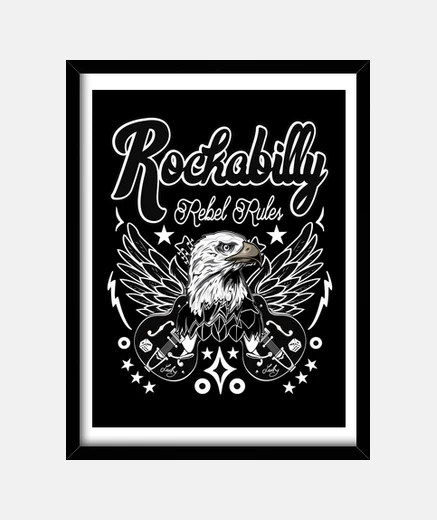Cadre vintage rock picture rockabilly bikers retro vintage rock and roll guitares rockers