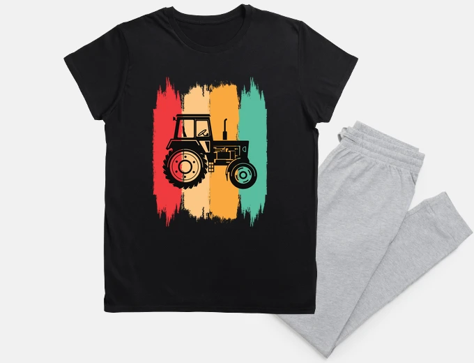 Pyjama vintage tractor humor farmer