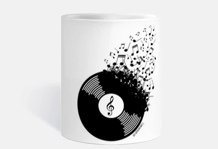 Cup vinyl with music notes by desatikha