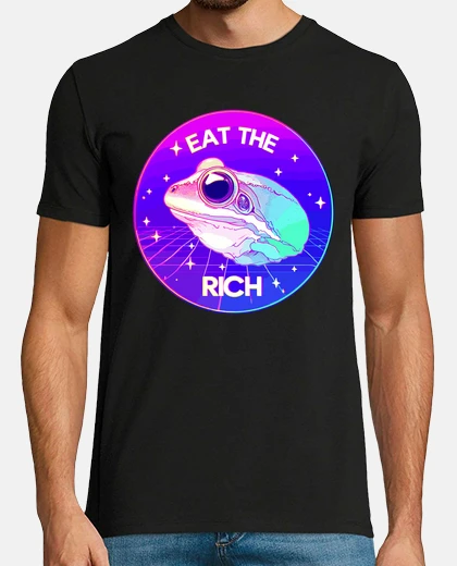 T-shirt viola psichedelico mangia la ricca rana
