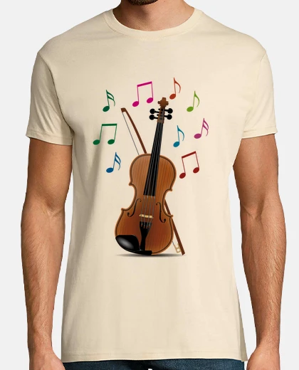 Camiseta violin con notas musicales