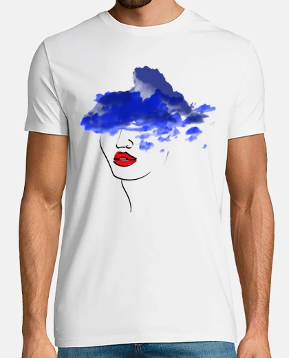 Tee-shirt visage de femme bleu IKB mode chic