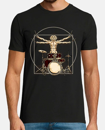 T-shirt vitruvian man da vinci drums drummer music rock