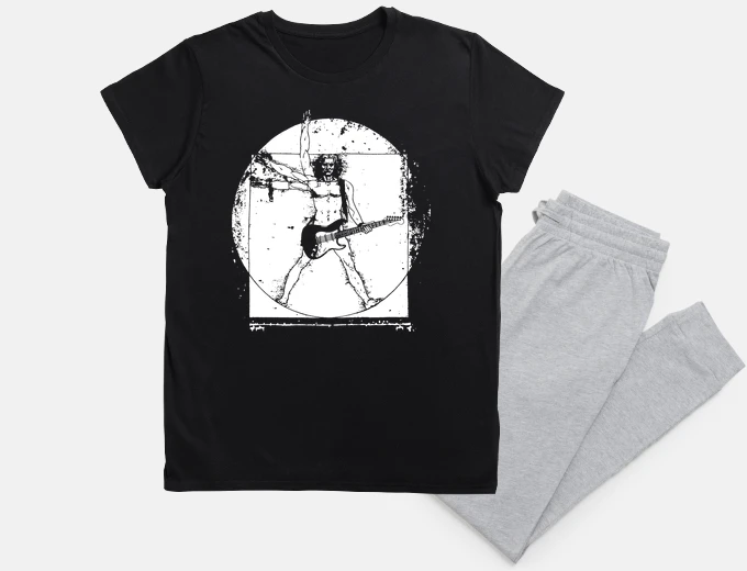 Pyjama vitruvian man guitarist