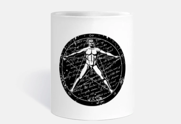 Cup vitruvian pentagram 11 (black)