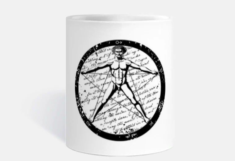 Cup vitruvian pentagram 12 (black)