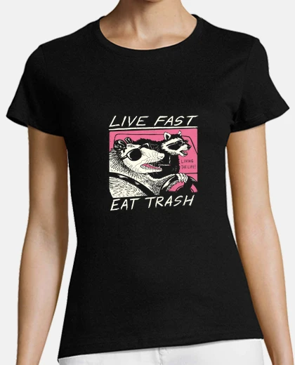 T-shirt vivere veloce mangiare donna camicia spazzatura