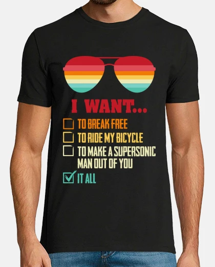 T-shirt voglio i testi dei queen della musica, los canzoni rock pop los anni &#39;80