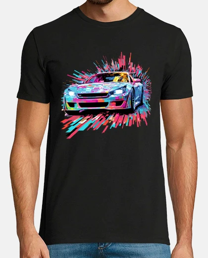 Tee-shirt voiture course rapide vitesse compétiti