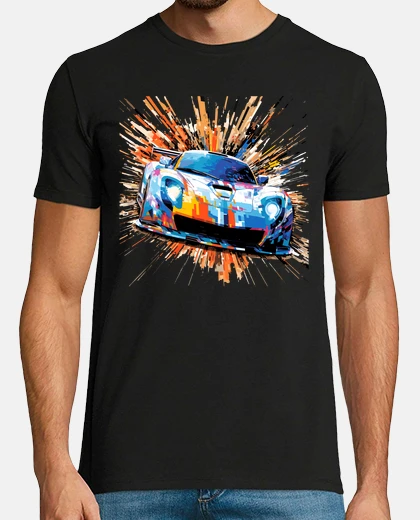 Tee-shirt voiture course rapide vitesse compétiti