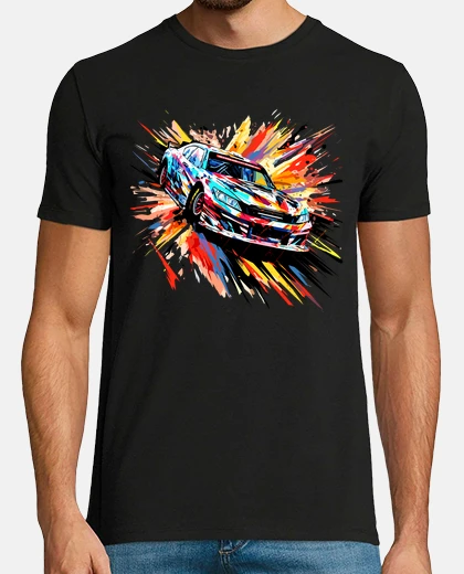 Tee-shirt voiture course rapide vitesse compétiti