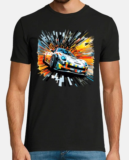 Tee-shirt voiture course rapide vitesse compétiti