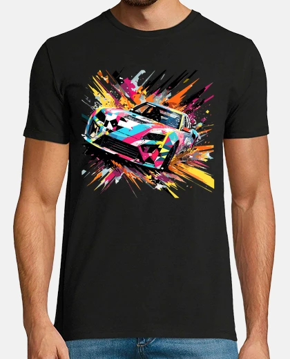 Tee-shirt voiture course rapide vitesse compétiti