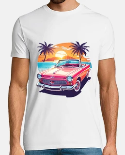 voiture rétro, ans , années 70, plage, explosion de couleurs, t-shirt léger
