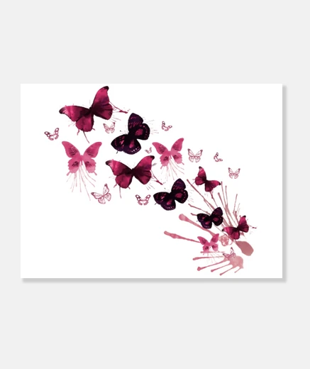 Tableau vol de papillons romantiques ,magenta,poster 