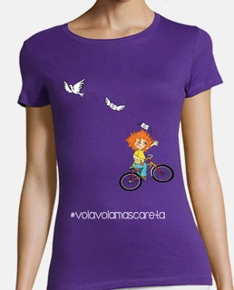 Vola mascareta hashtag negro delante, camiseta mujer corta