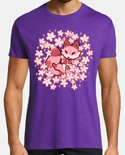 T-shirt volpe fiori di ciliegio - camicia da uomo