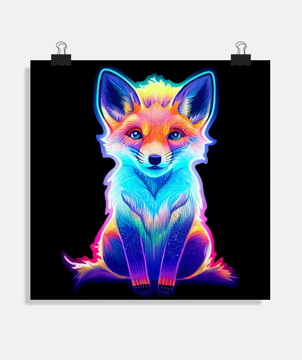 Poster volpe neon