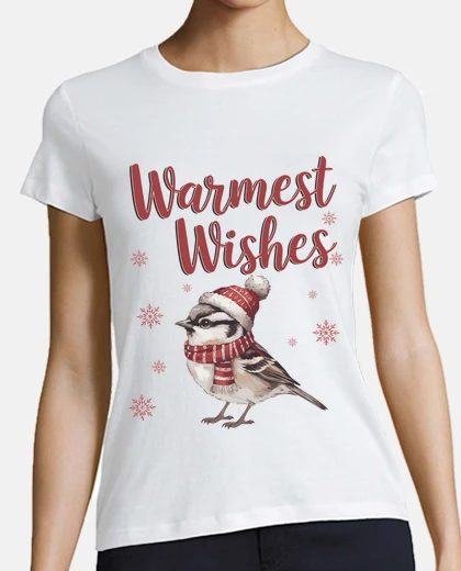 Playera warmest wishes festive bird