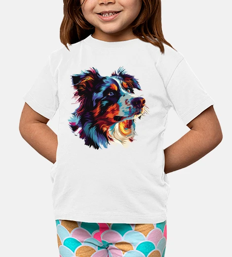 Kids Watercolor Colorful Australian Shepherd