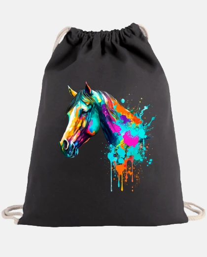 Bag watercolor horse stallion, modern painting, racing fields