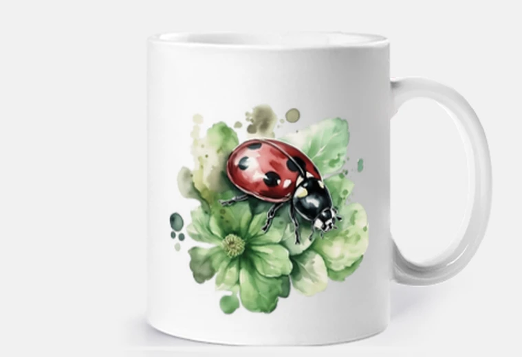 Cup watercolor ladybug
