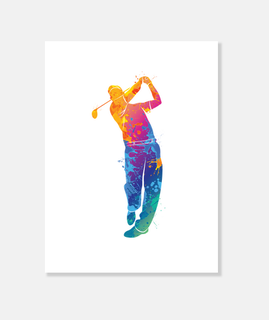 watercolor golfer