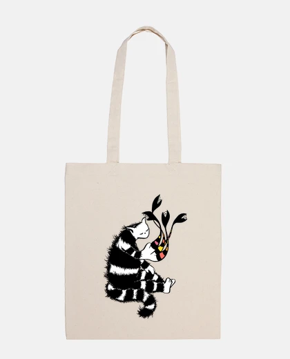 Bag weird cat character with strange paw