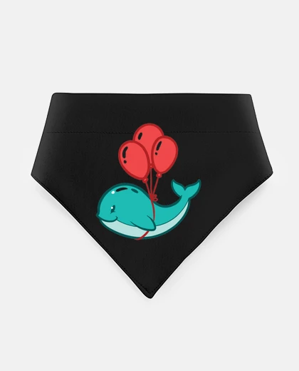 Mascotas whale flying with balloons