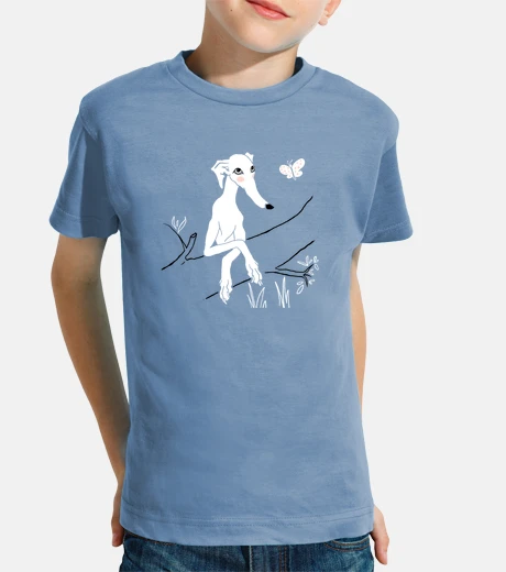 Kids white greyhound with butterfly