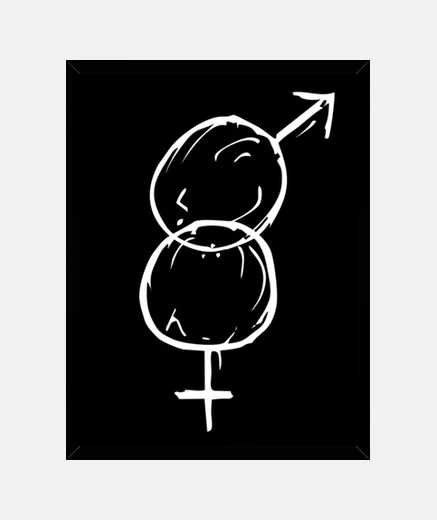 Framed white male and female symbol