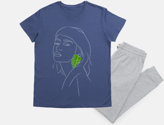 Pajama white minimalist woman profile