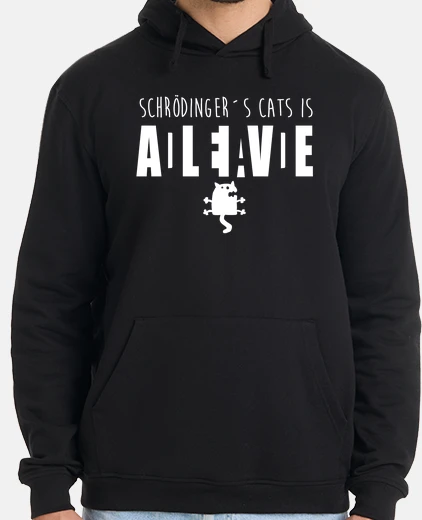 Hoodie white schr&ouml;dinger cat