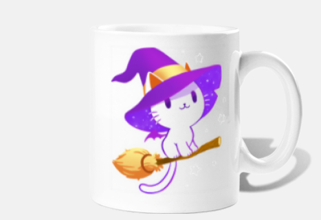 white cat witch - pastel kitty - magica