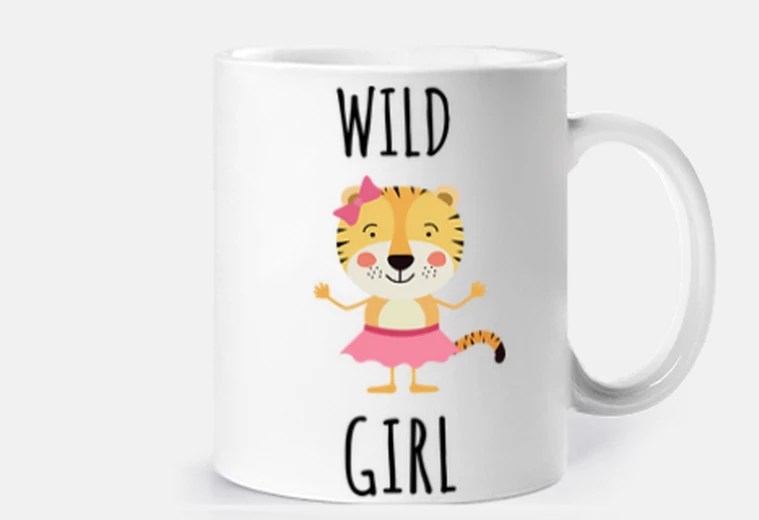 Cup wild girl, tigress, humorous, wild woman,