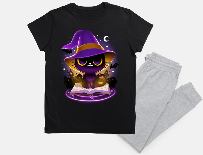 Pyjama witch cat spell - halloween