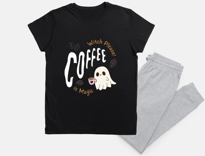 Pajama Witch Please Coffee is Magic Halloween Brew