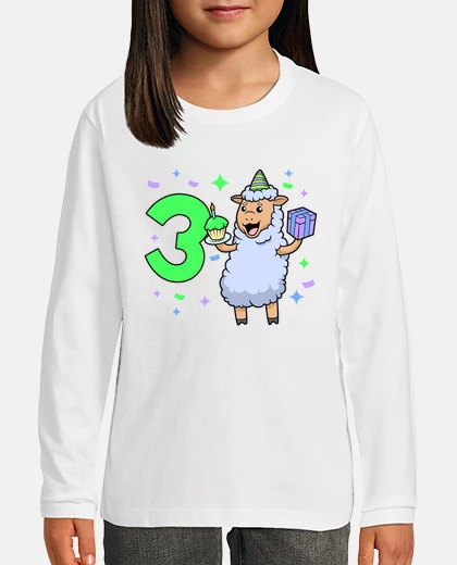 Kids With a sheep   girl birthday 3 years ol