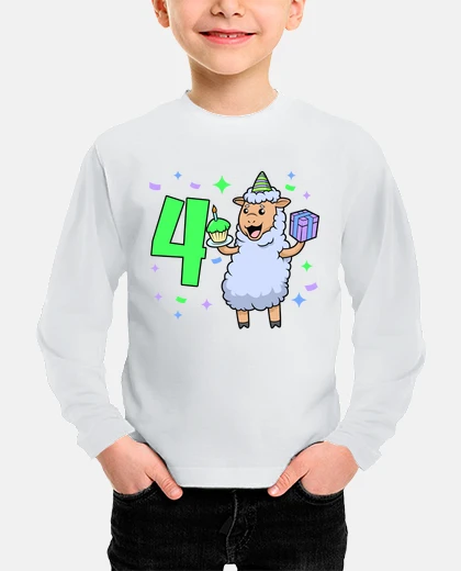 Kids With a sheep   girl birthday 4 years ol