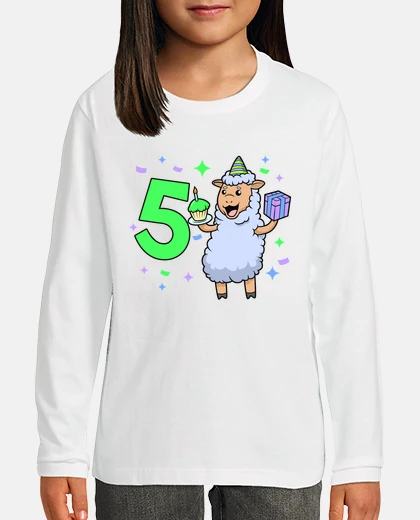 Kids With a sheep   girl birthday 5 years ol