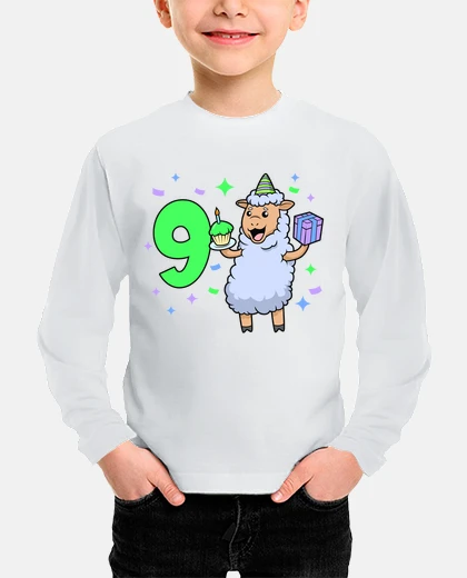 Kids With a sheep   girl birthday 9 years ol