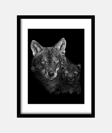 Framed wolf and wolf