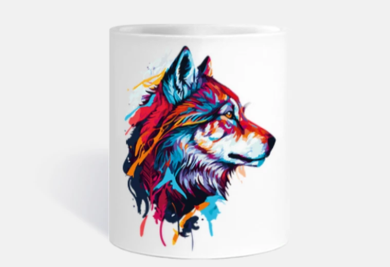 Cup wolf art