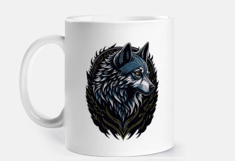 Cup Wolf Logo Illustration