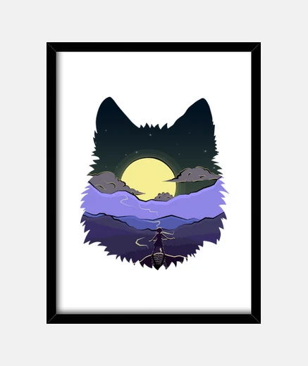 Framed wolf spirit princess mononoke