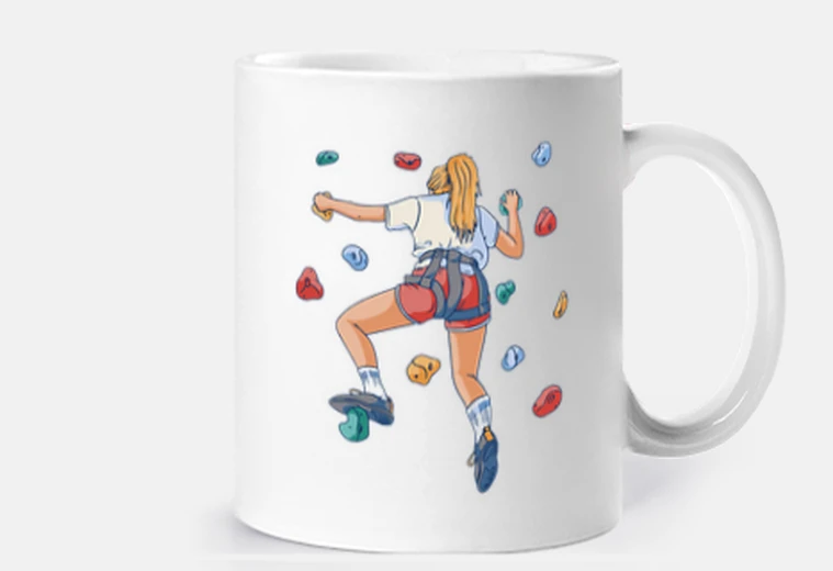 Cup woman climbing on a spot