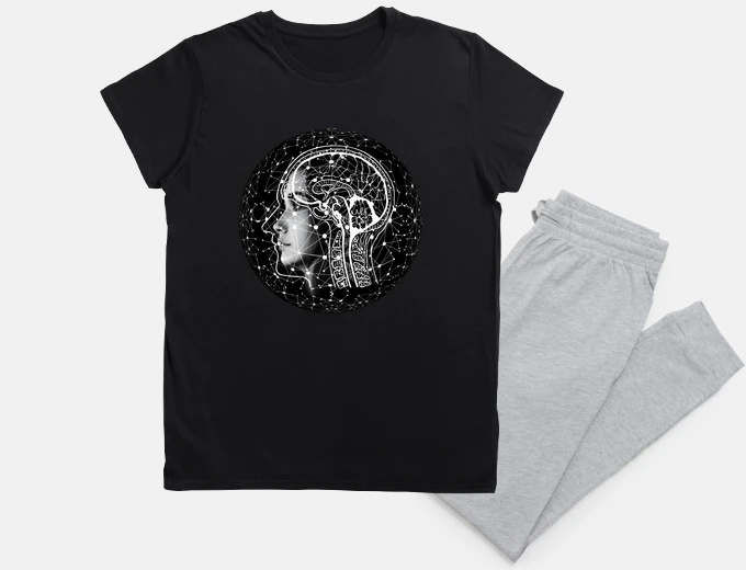 Pajama woman in the universe holistic vision night sleep